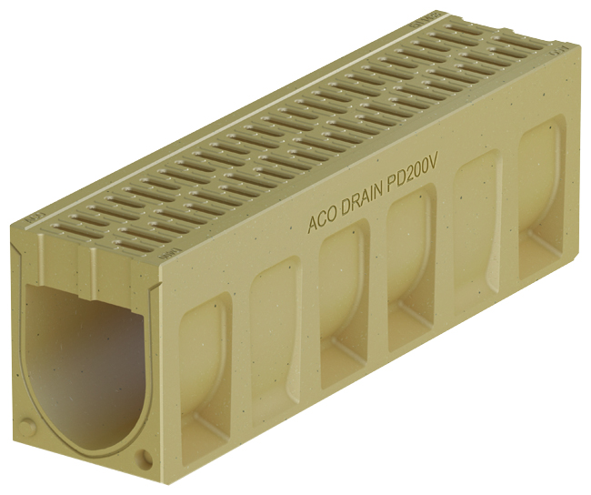 Канал водоотводный ACO DRAIN Monoblock PD 200V из полимербет,натур. цвет, класс D400 20-25-32 L=100